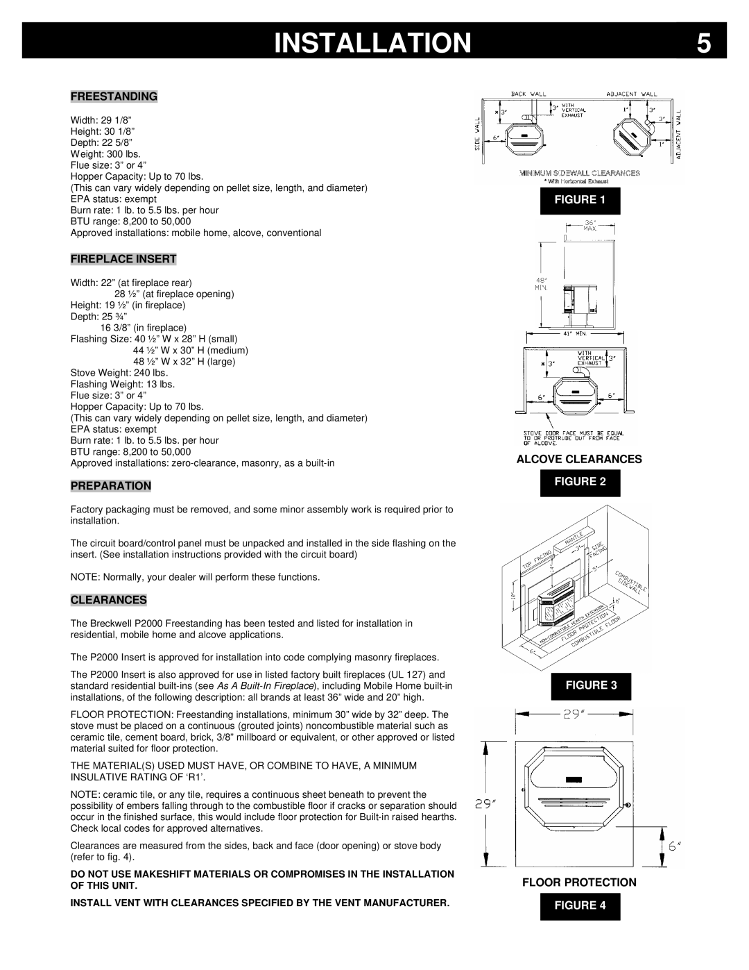 Breckwell P2000I, P2000FS owner manual Installation 