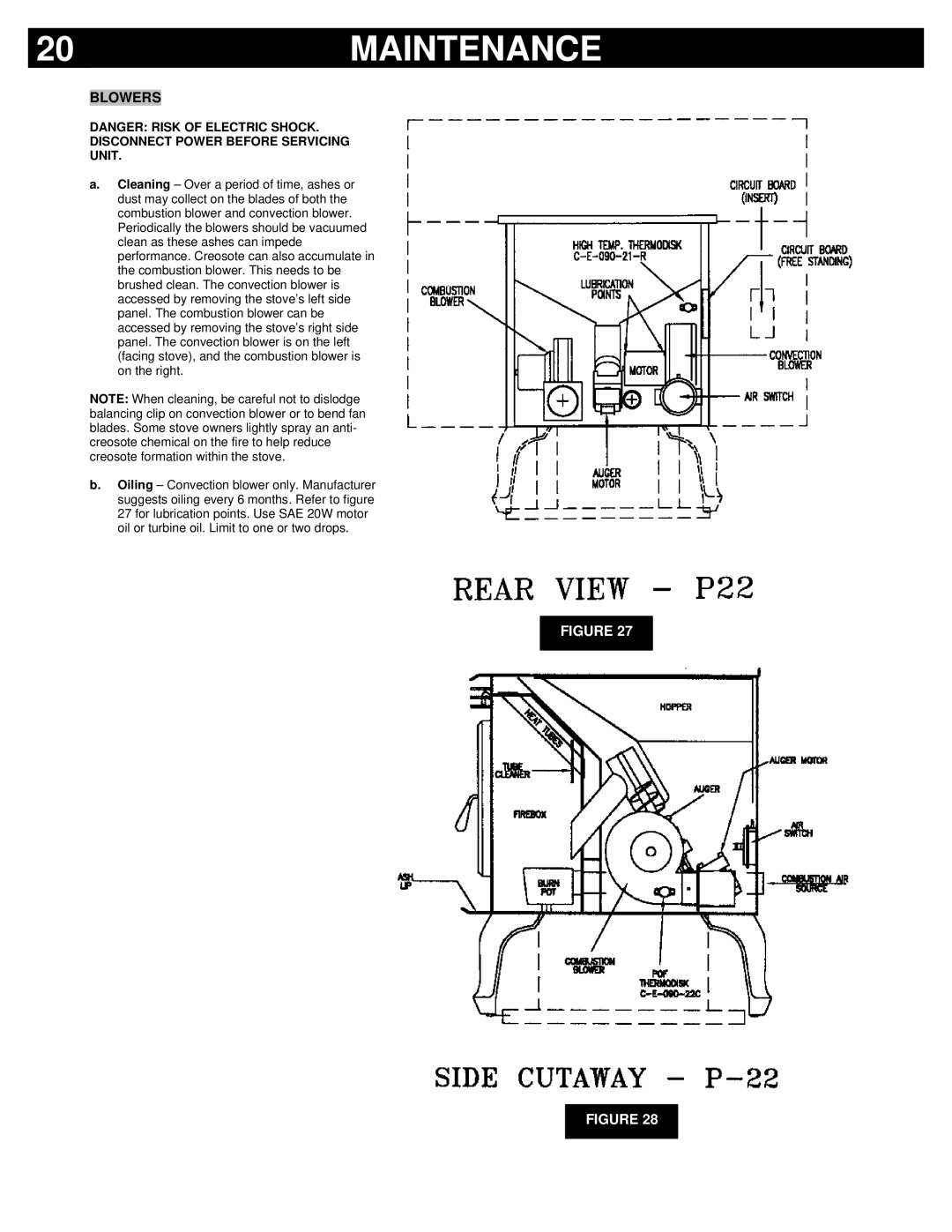 Breckwell P22FSA, P22FSL, P22I owner manual Blowers, Disconnect Power Before Servicing Unit 