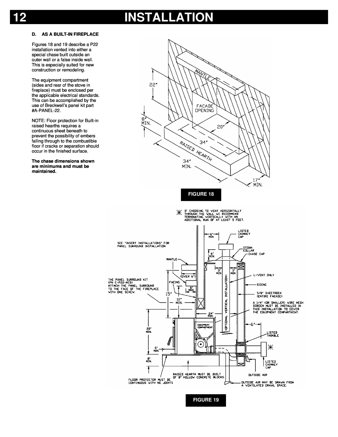 Breckwell P22FSL, P22I, P22FSA owner manual Installation, Figure Figure, D.As A Built-Infireplace 