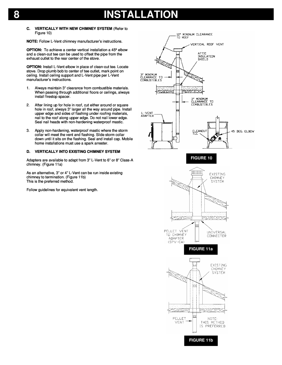 Breckwell P22FSA, P22FSL, P22I owner manual Installation, FIGURE a b, D.Vertically Into Existing Chimney System 