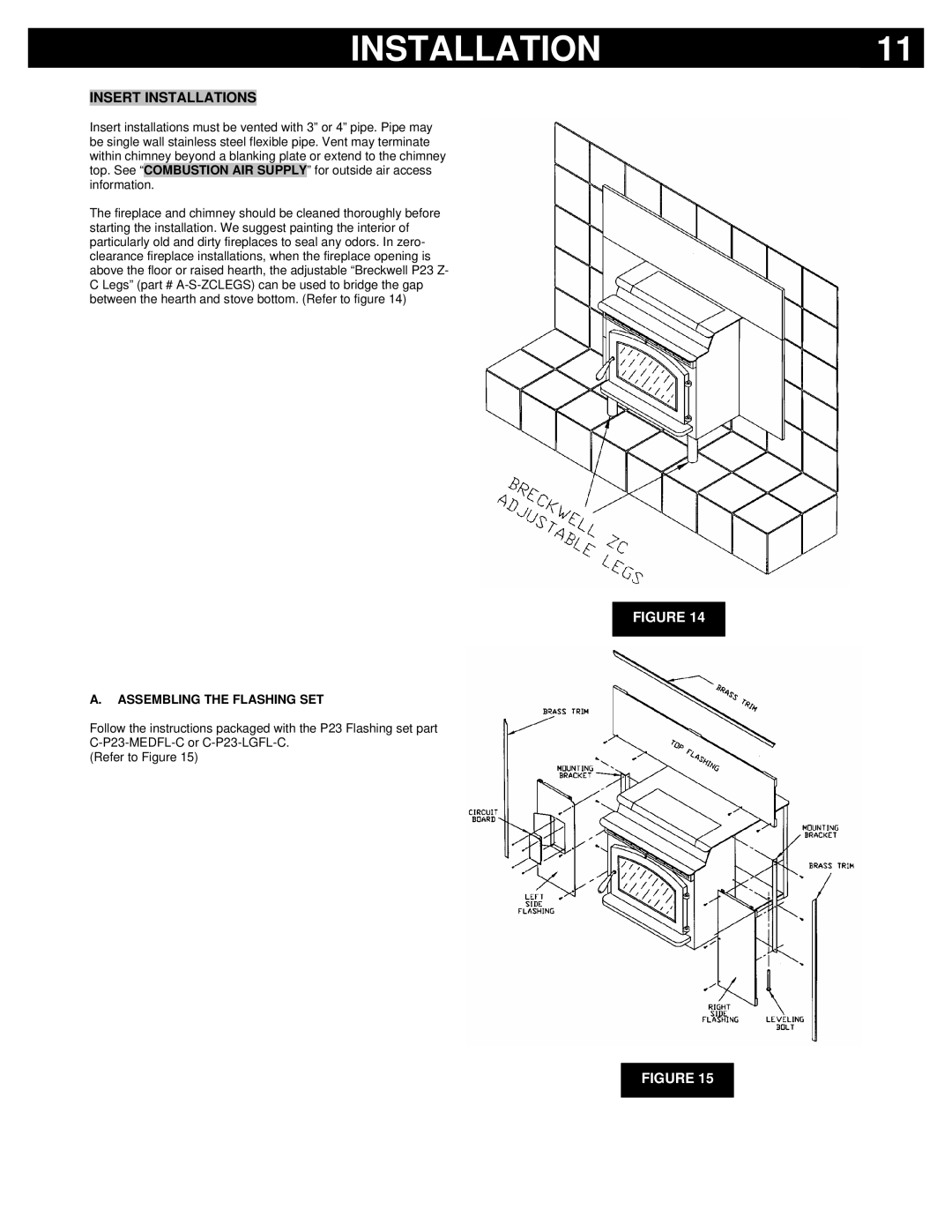 Breckwell P23FSL, P23I, P23FSA owner manual Insert Installations, Assembling the Flashing SET 