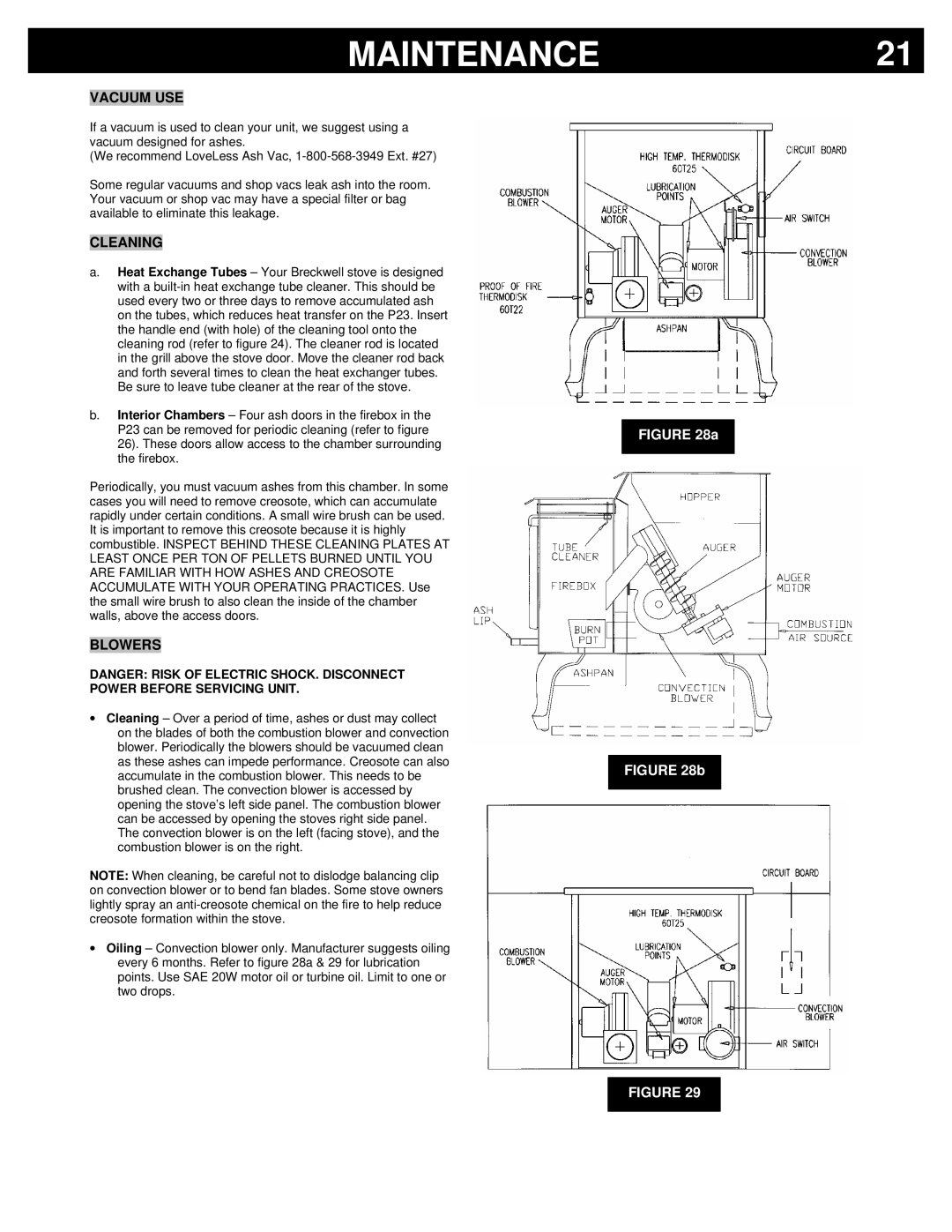 Breckwell P23I, P23FSA, P23FSL owner manual Vacuum USE, Cleaning, Blowers 