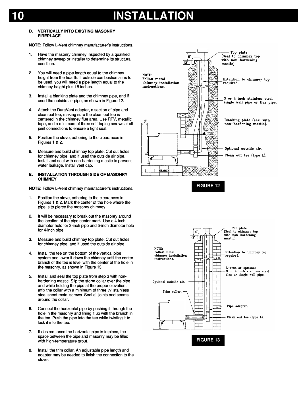 Breckwell P23FSA, P23I, P23FSL owner manual Installation, Figure Figure, D.Vertically Into Existing Masonry Fireplace 