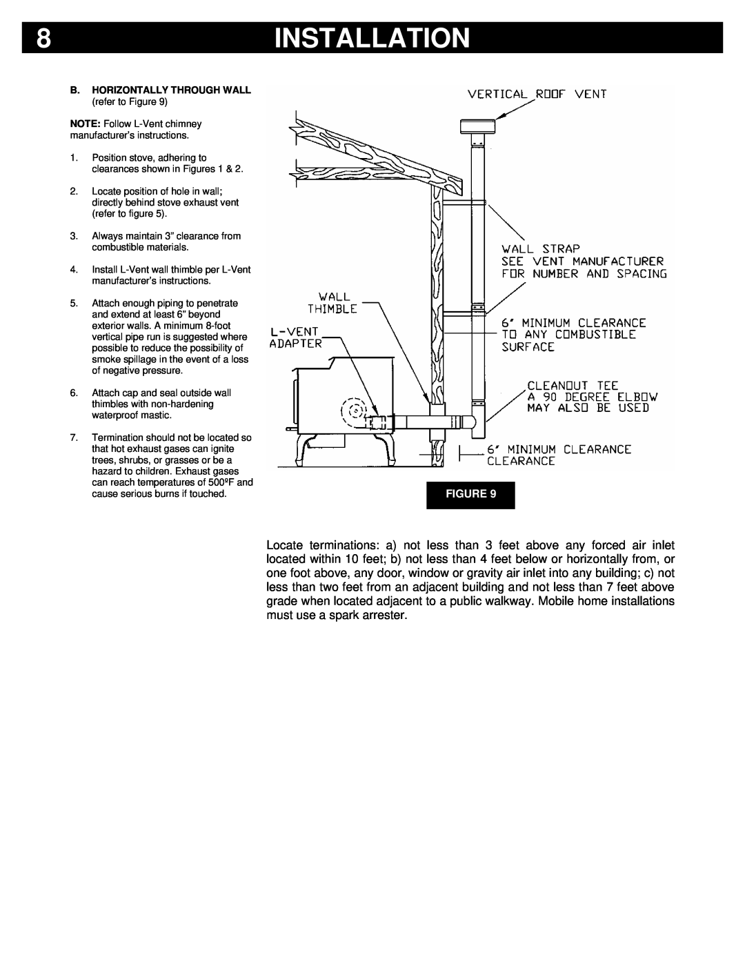 Breckwell P23FSL, P23I, P23FSA owner manual Installation, B.HORIZONTALLY THROUGH WALL refer to Figure 