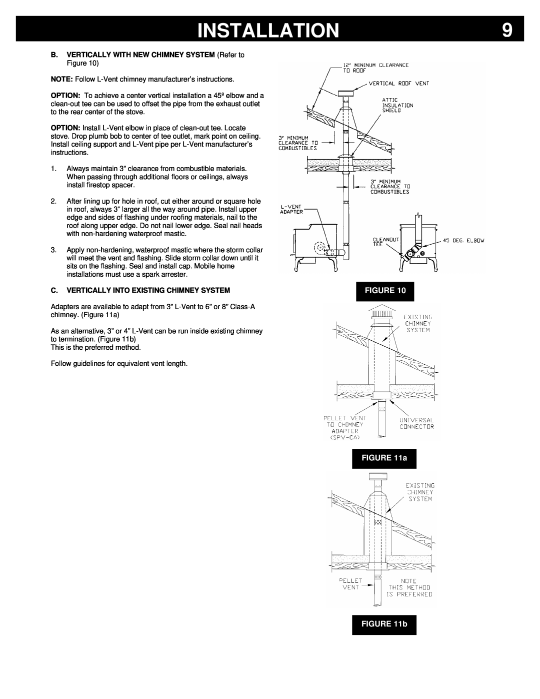 Breckwell P23I, P23FSA, P23FSL owner manual Installation, a b, C. Vertically Into Existing Chimney System 