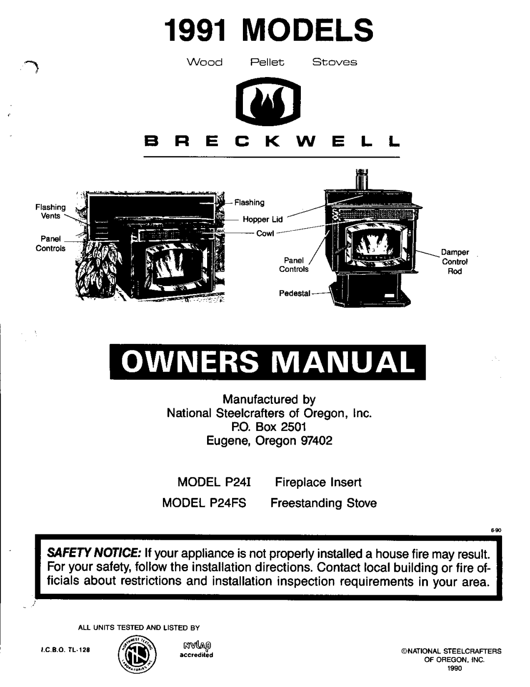 Breckwell P24FS owner manual Professional Installation Is Highly Recommended, Manufactured by Breckwell Hearth Products 