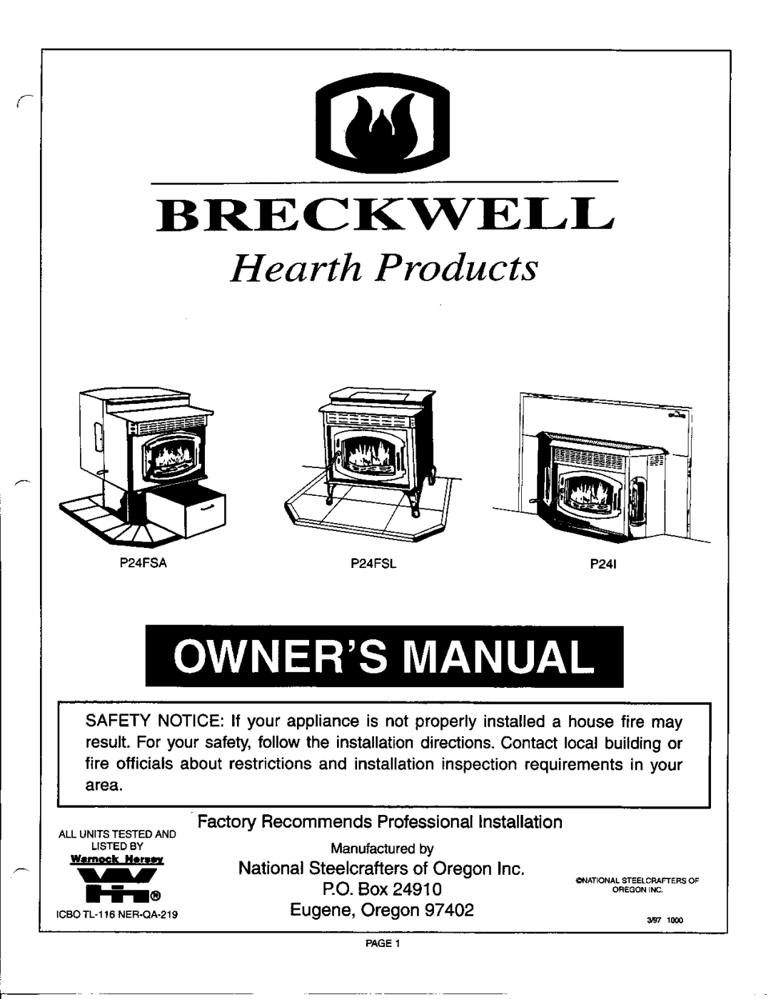 Breckwell P24FSA, P24FSL manual 