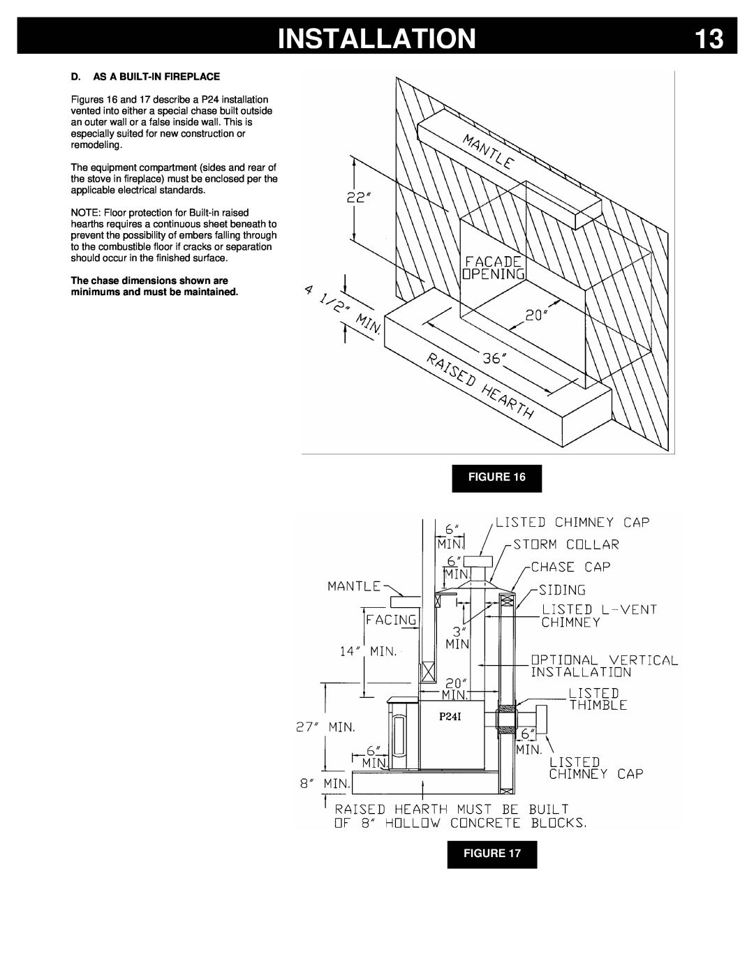 Breckwell P24FS, P24I owner manual Installation, Figure Figure, D.As A Built-Infireplace 