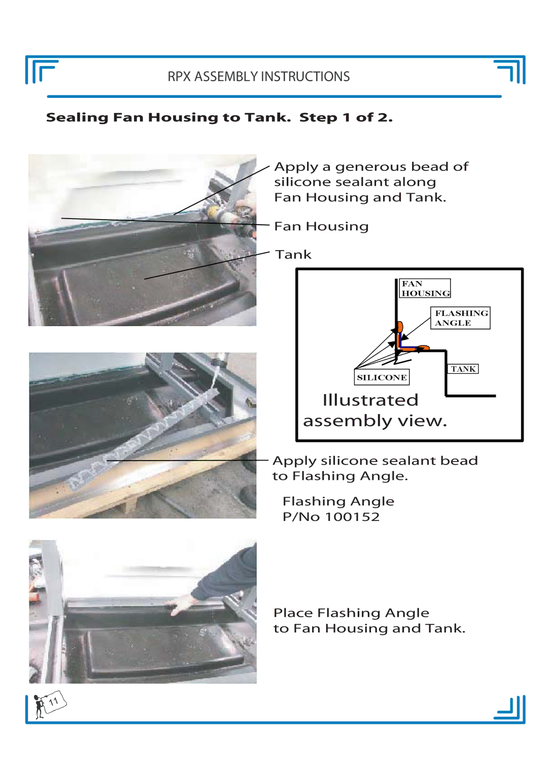 Breezaire RPX900D manual Illustrated assembly view, Sealing Fan Housing to Tank 