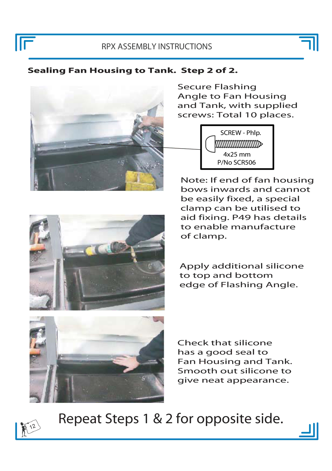 Breezaire RPX900D manual Repeat Steps 1 & 2 for opposite side 