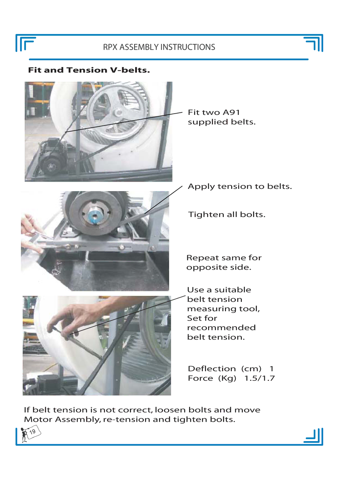 Breezaire RPX900D manual Fit and Tension V-belts 