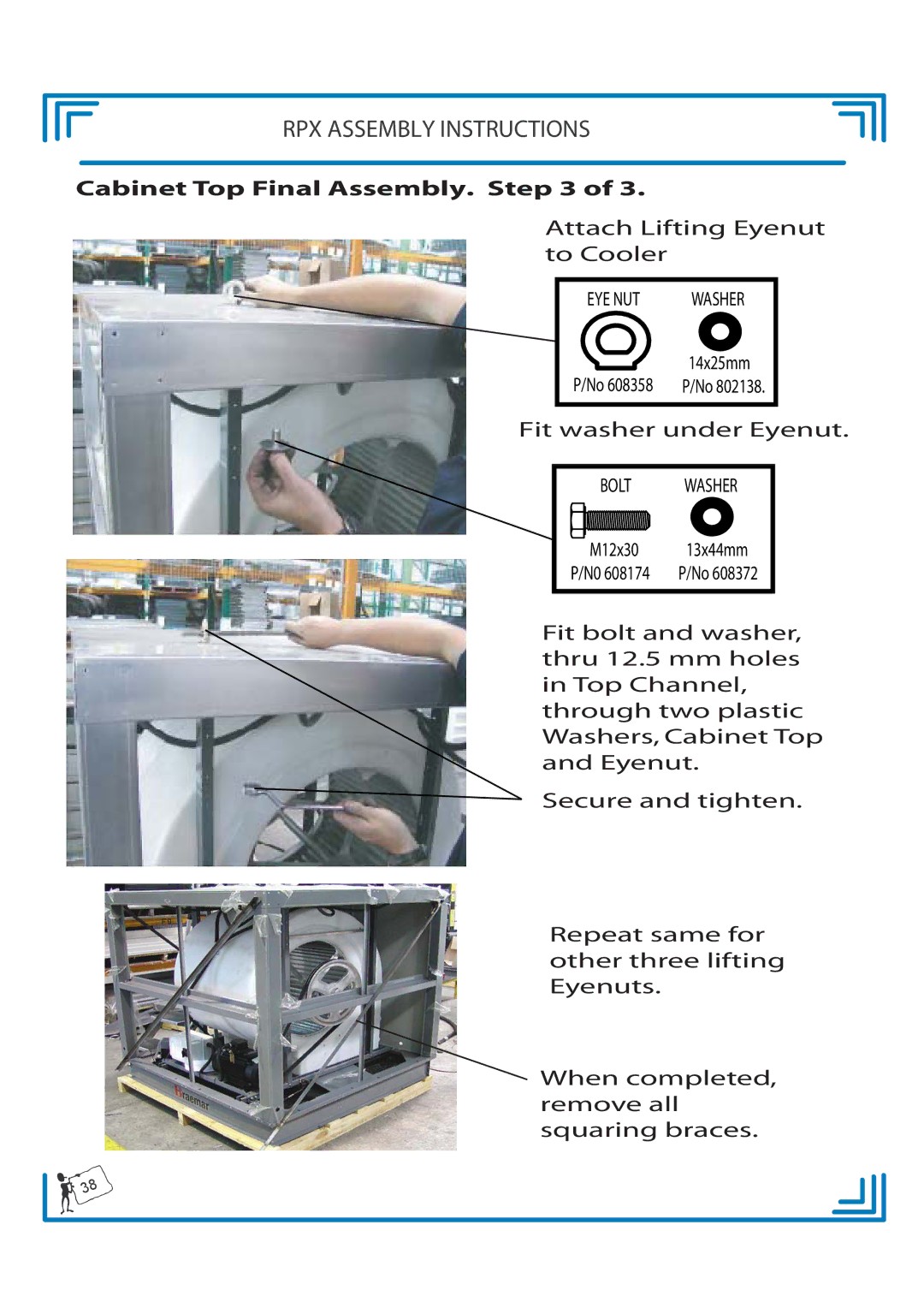 Breezaire RPX900D manual Attach Lifting Eyenut to Cooler 