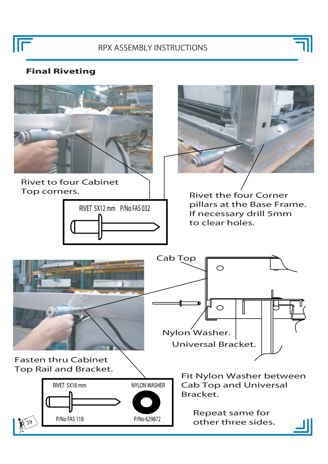 Breezaire RPX900D manual Final Riveting 