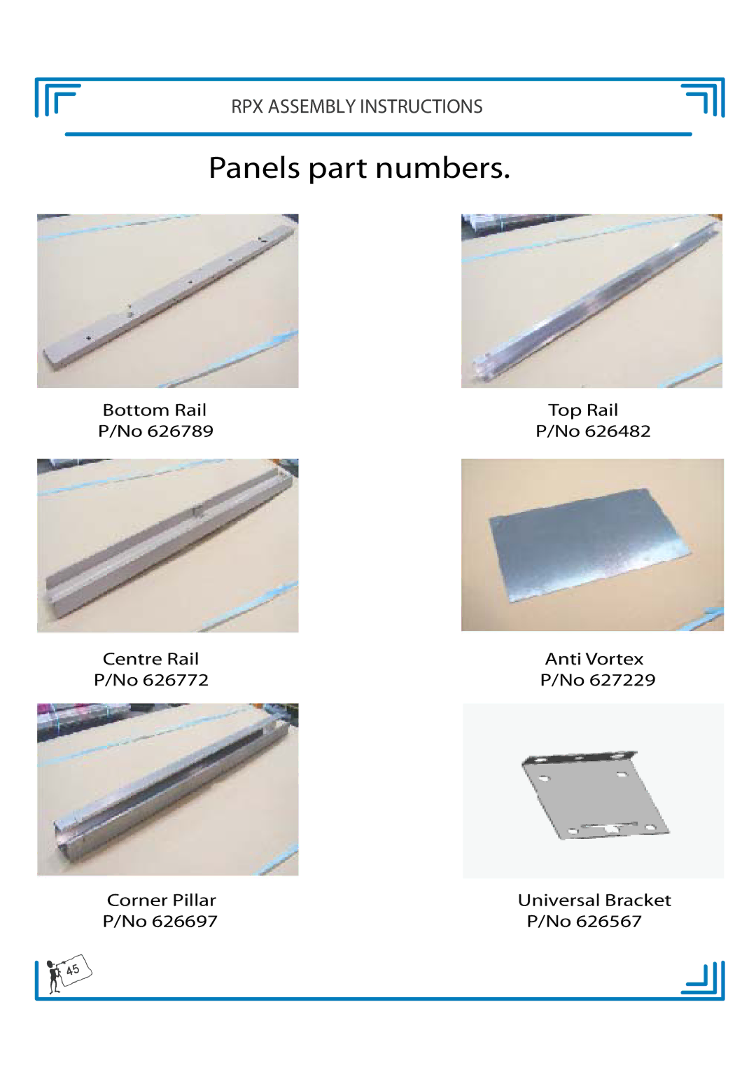 Breezaire RPX900D manual Panels part numbers 