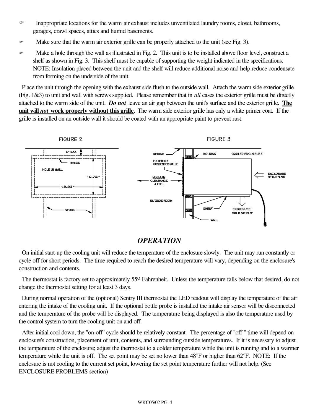 Breezaire WKC Series installation instructions Operation 