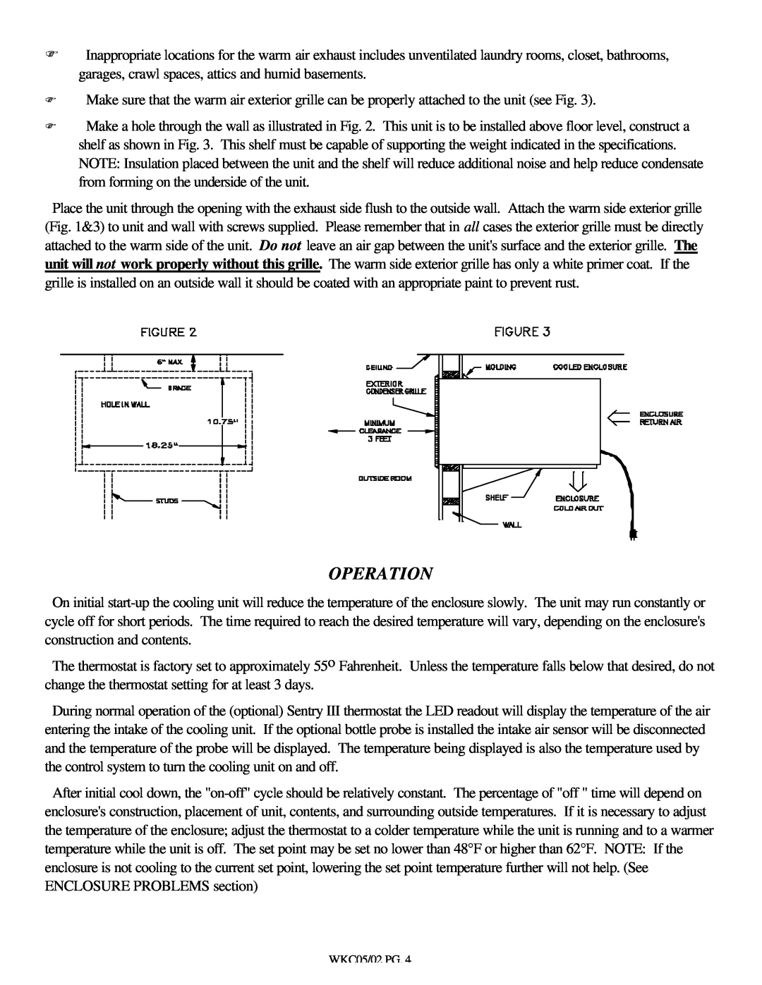 Breezaire WKC Series installation instructions Operation 