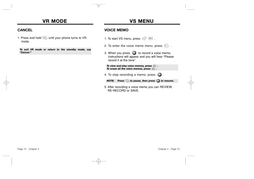 Bretford CDM-8500 owner manual VS Menu, Cancel 