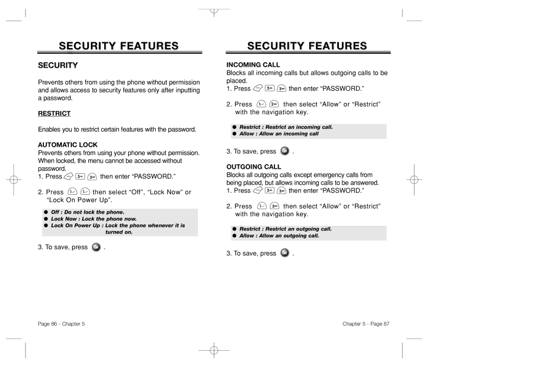 Bretford CDM-8500 owner manual Security Features 