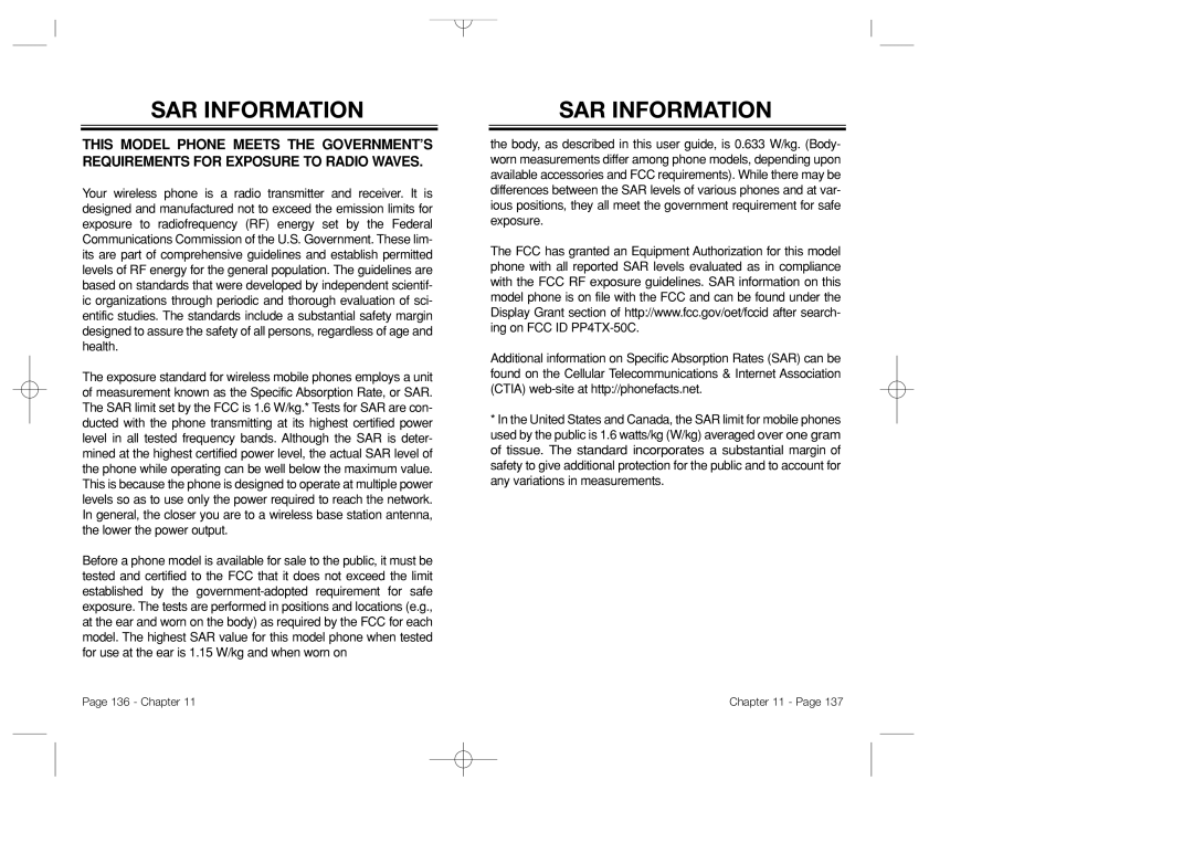 Bretford CDM-8500 owner manual SAR Information 