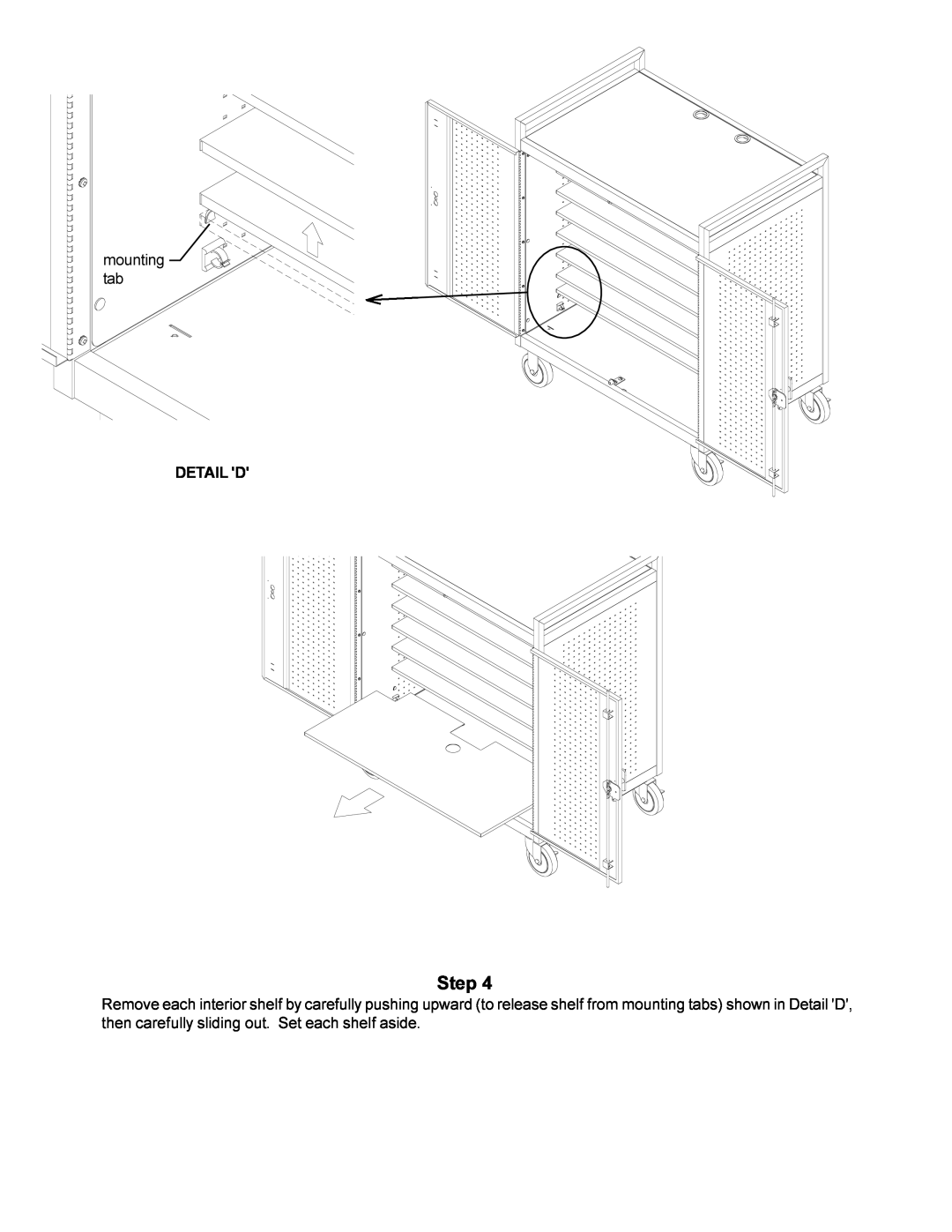 Bretford lap18eulba manual Step, mounting tab, Detail D 