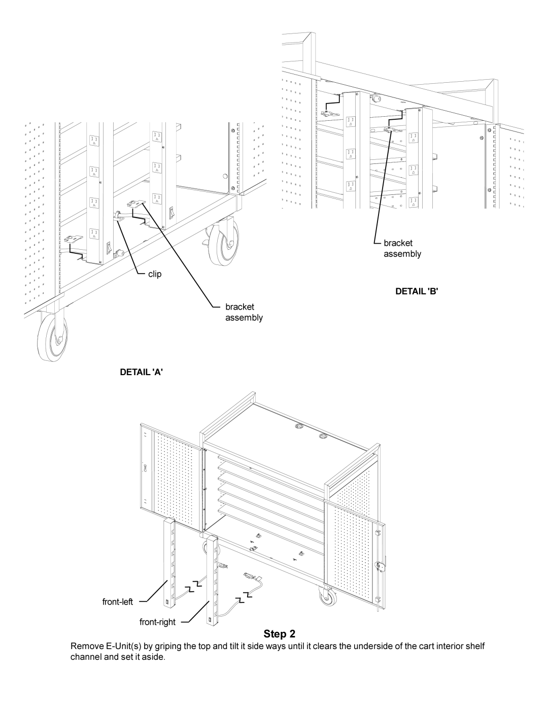 Bretford LAP24EBA manual Bracket assembly Clip 