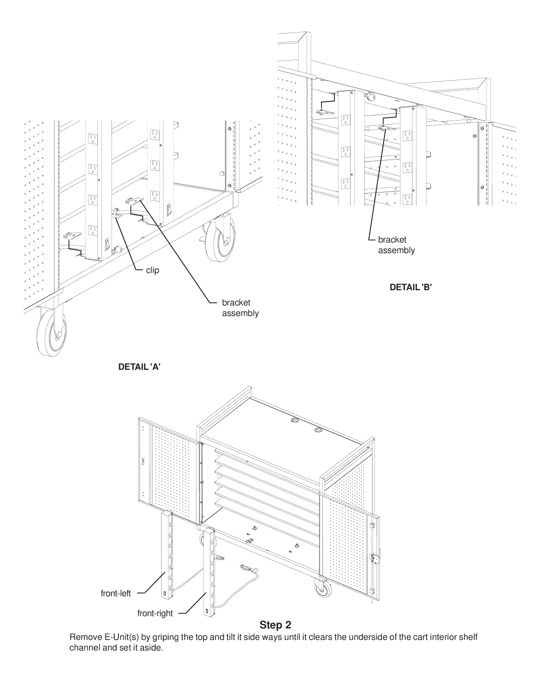 Bretford LAP24EULBA manual Bracket assembly Clip 