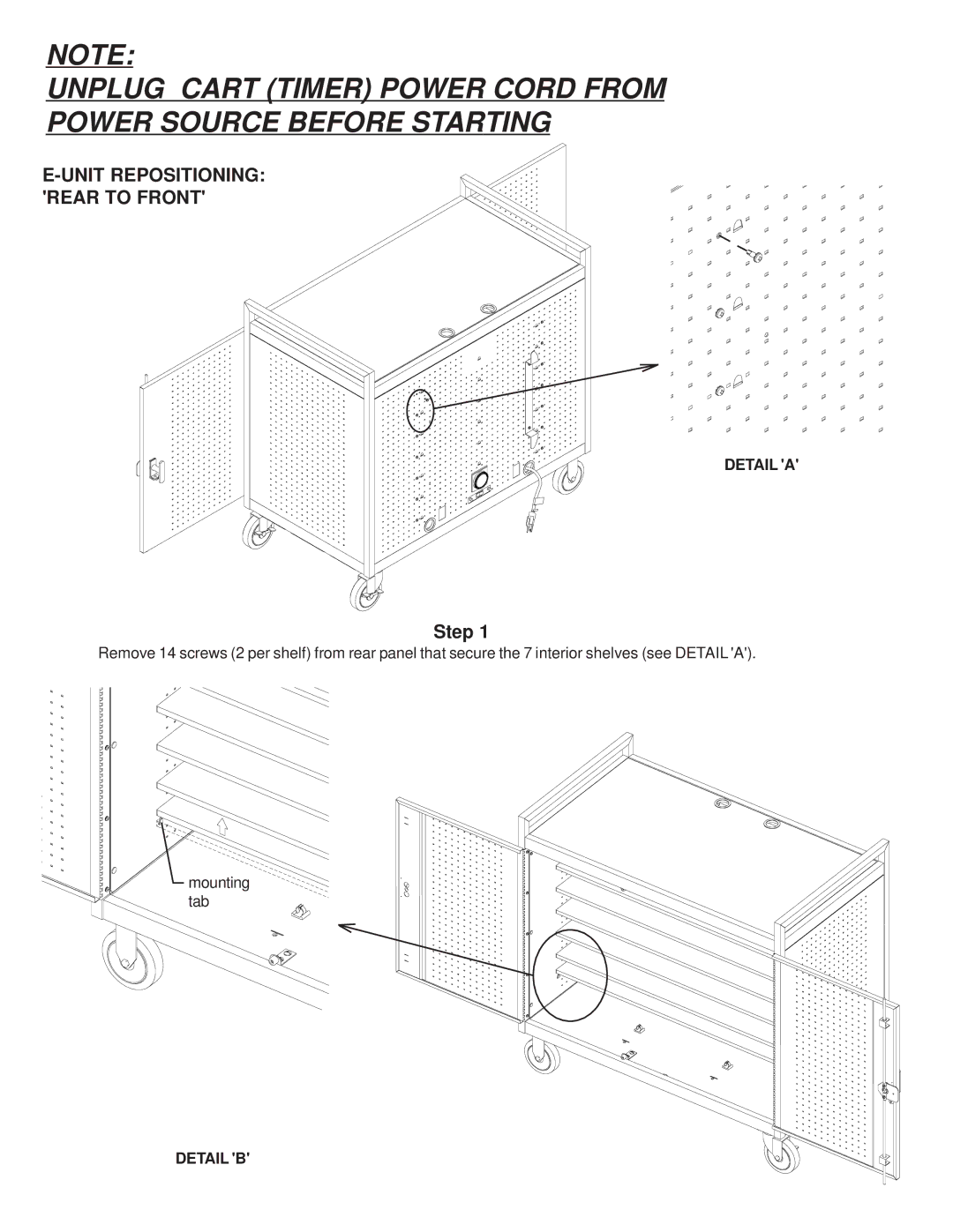 Bretford LAP24EULBA manual Unit Repositioning Rear to Front 