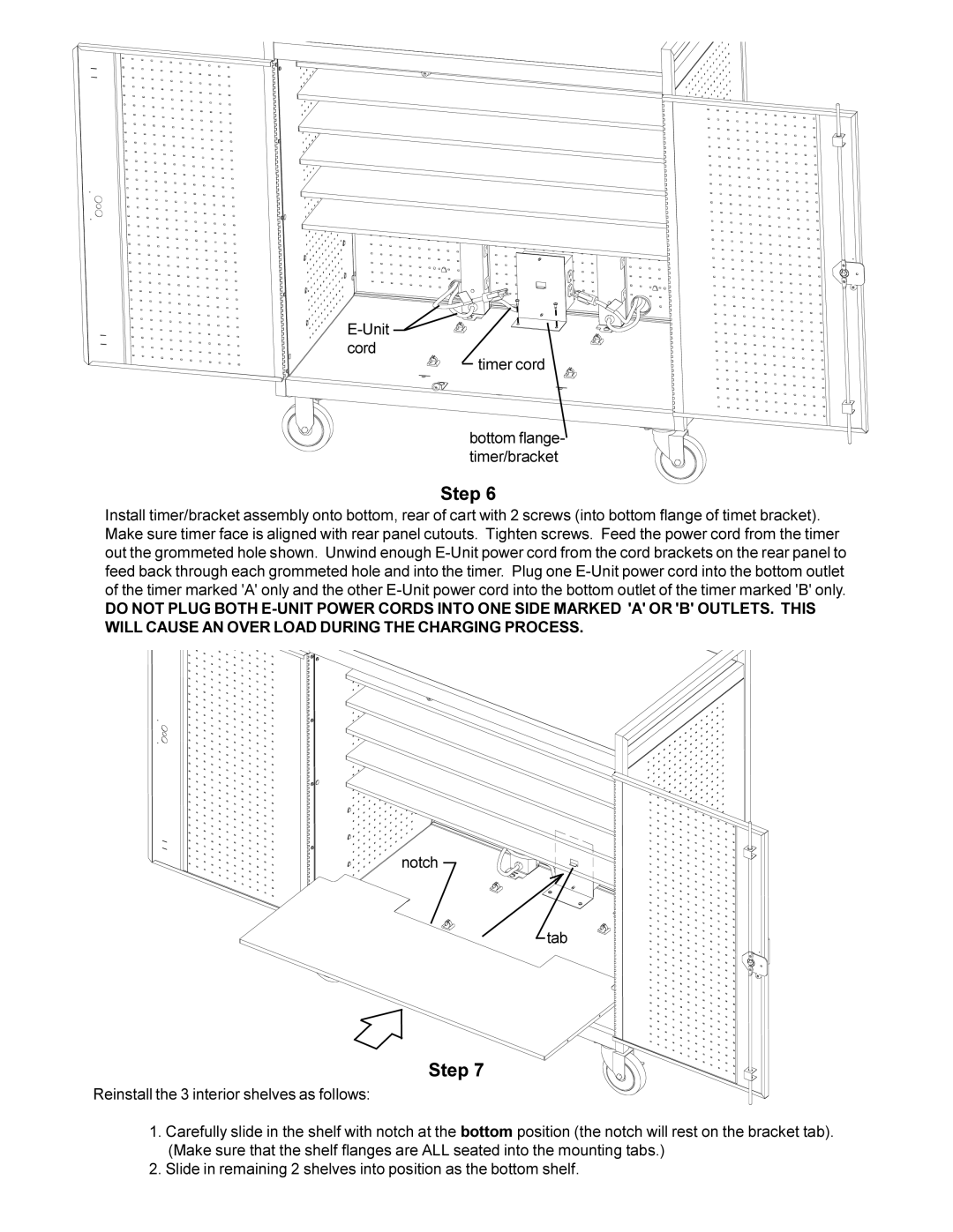 Bretford LAP30EBA manual Unit Cord Timer cord Bottom flange- timer/bracket 