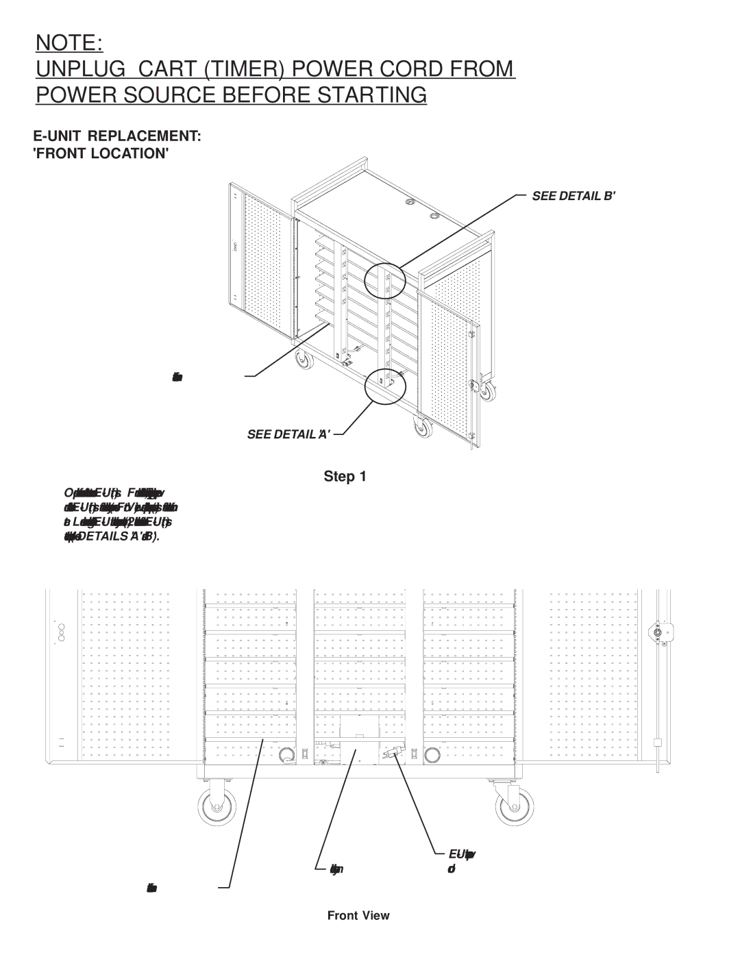 Bretford LAP30EULBA manual Unit Replacement Front Location 