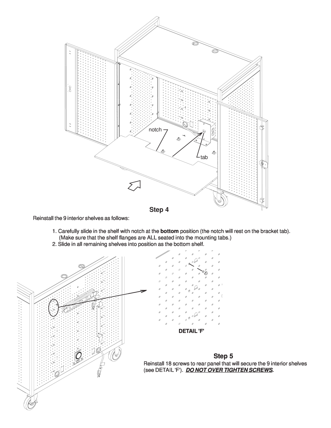 Bretford LAP30EULBA manual Step, Detail F 