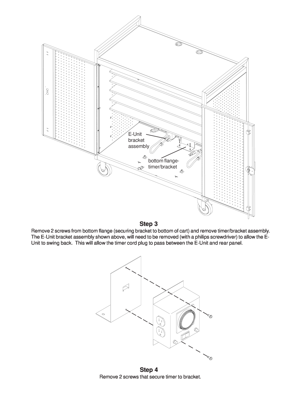 Bretford LAP30EULBA manual Step, E-Unitbracket assembly 