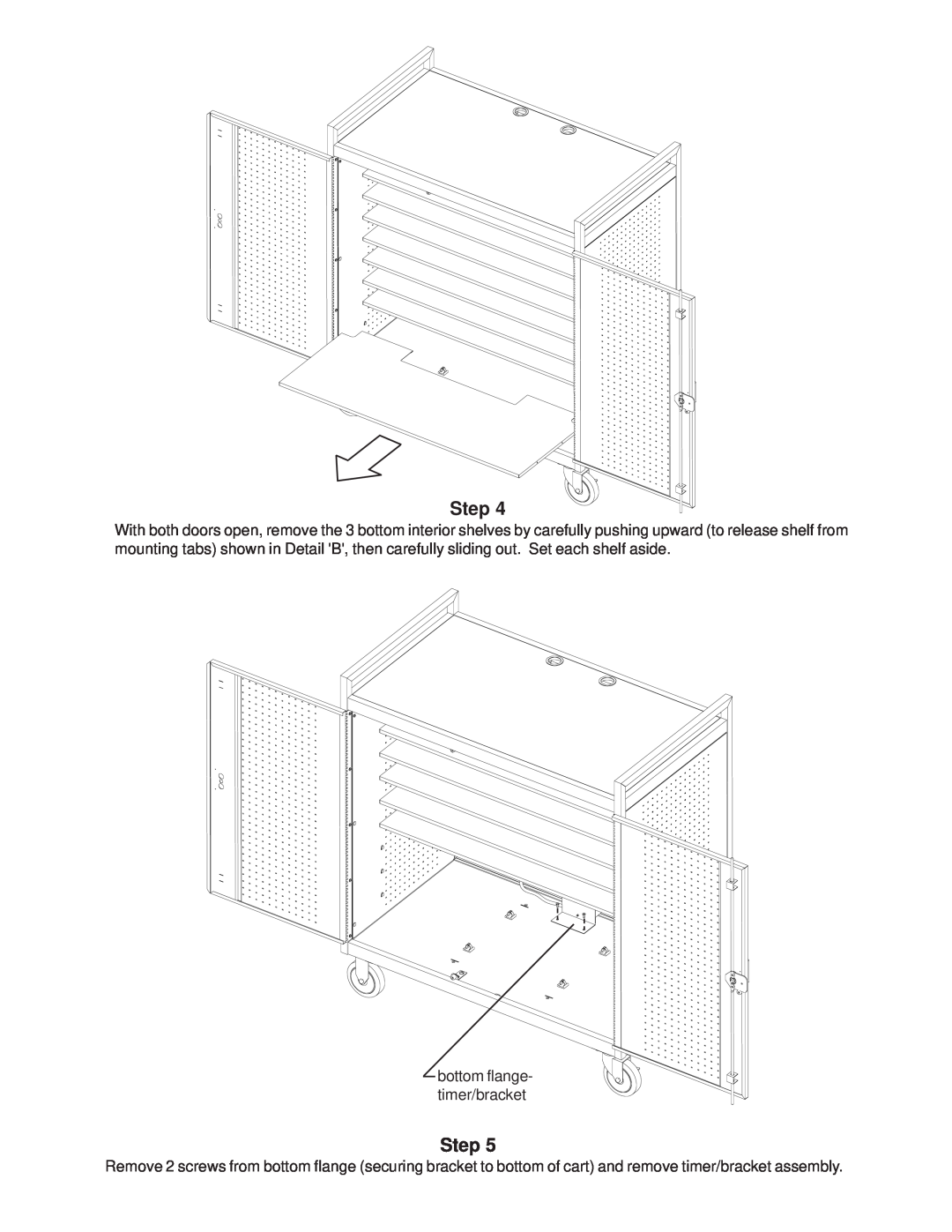 Bretford LAP30EULBA manual Step, bottom flange- timer/bracket 