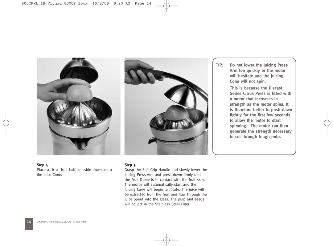 Breville 800CPXL manual Step 