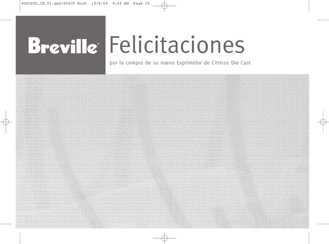 Breville 800CPXL manual Felicitaciones 