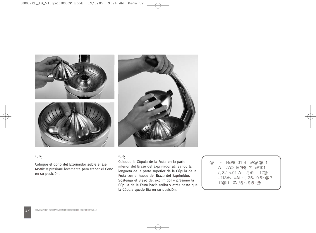 Breville 800CPXL manual Nota La Cúpula de la Fruta tiene 