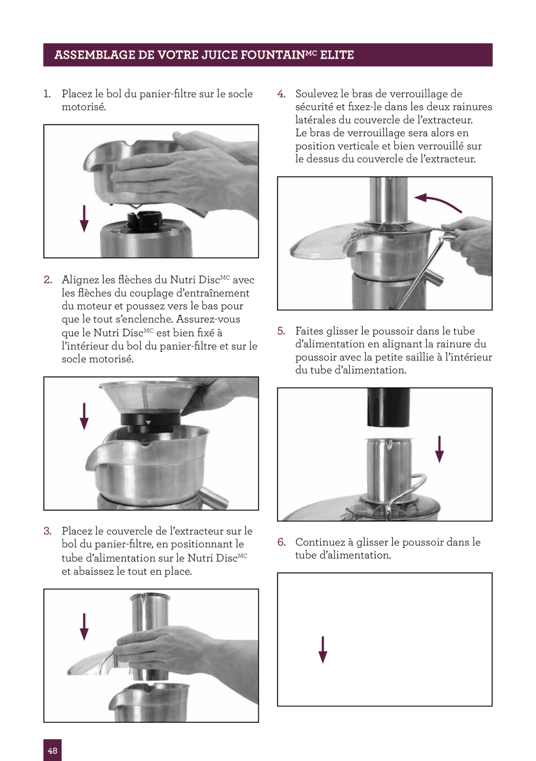 Breville 800JEXL manual PAgeASSEMBLAGEheaderDE..... Votre Juice Fountainmc Elite 