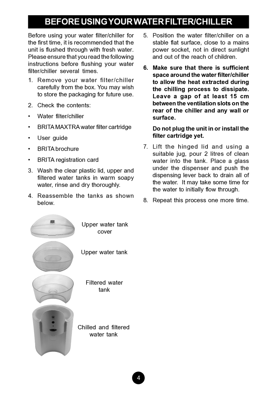 Breville AF5, AF6 manual Beforeusingyourwaterfilter/Chiller 