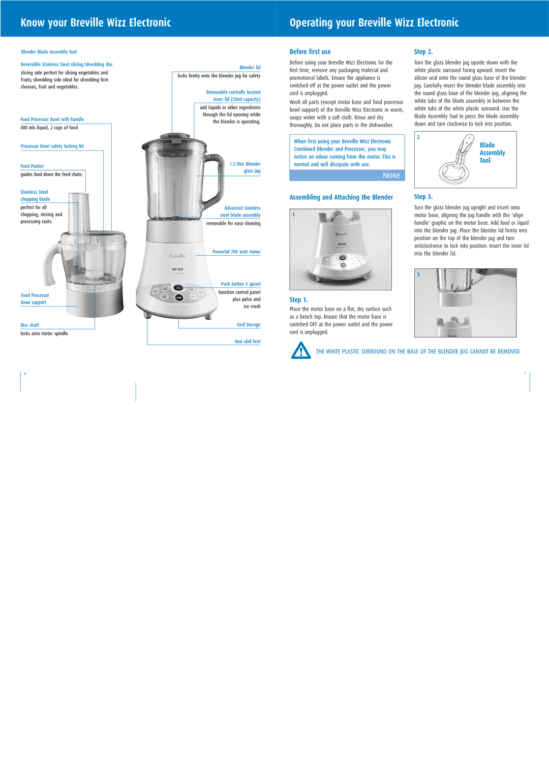 Breville BBL500 manual Before first use, Blade Assembly Tool Step 