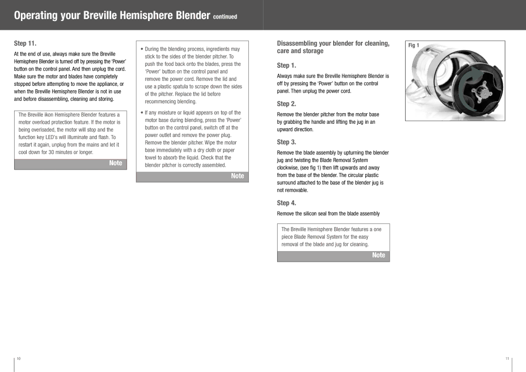 Breville BBL550XL /B manual Remove the silicon seal from the blade assembly 