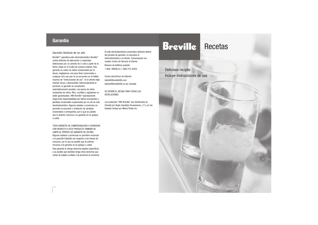 Breville BBL600XL manual Garantía limitada de un año 