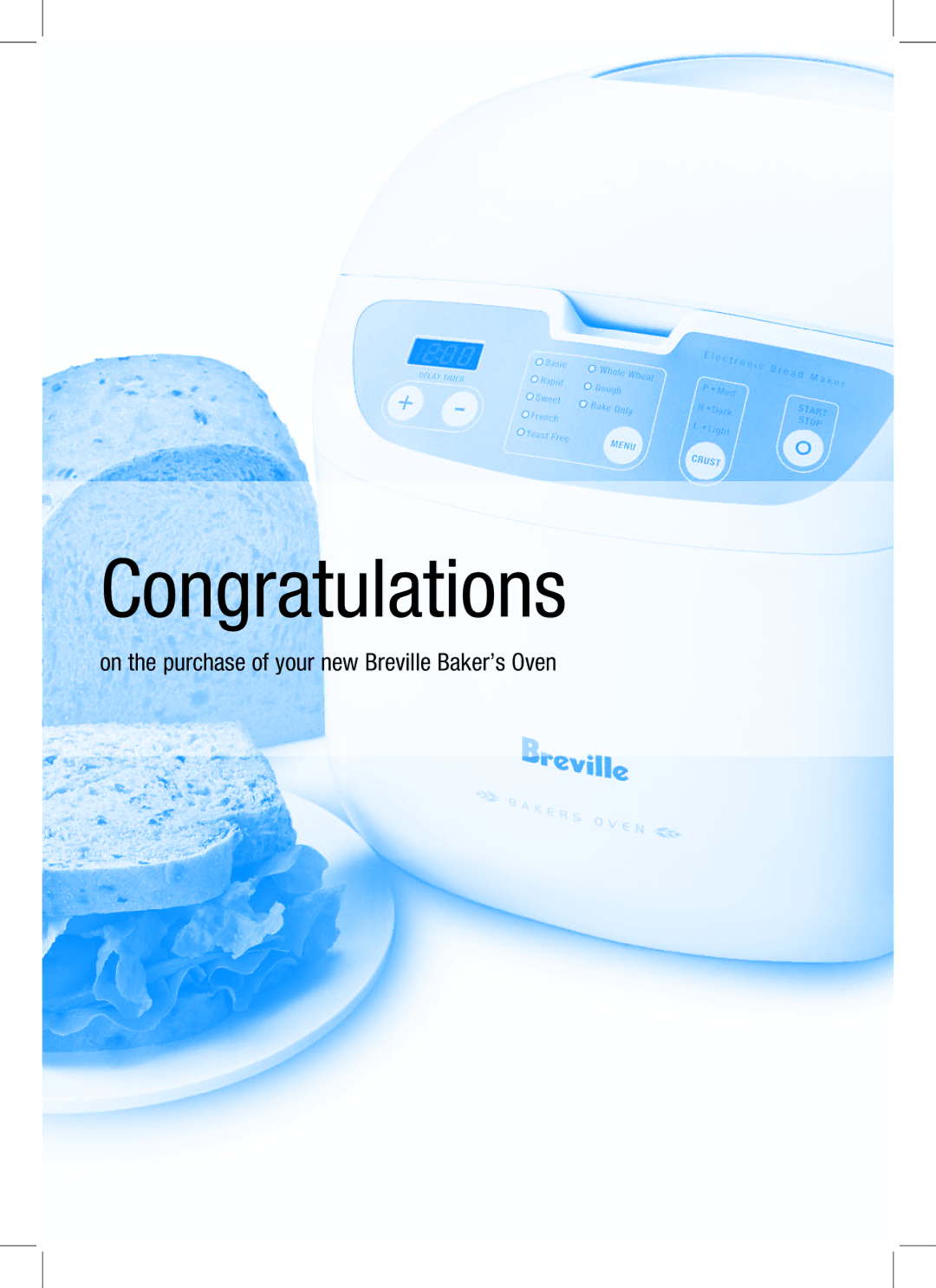 Breville BBM100 manual Congratulations 