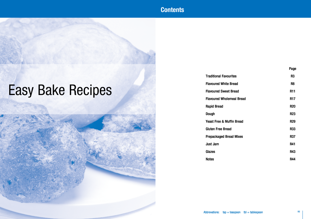 Breville BBM300 manual Easy Bake Recipes, Contents 