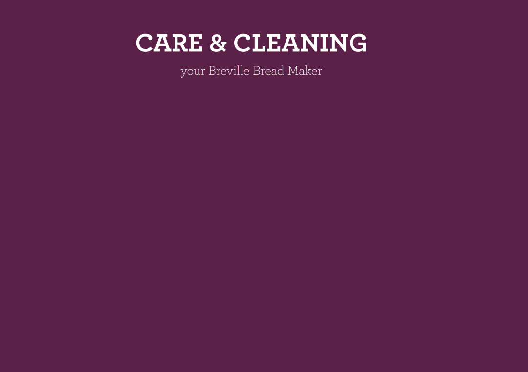 Breville BBM800 manual Care & Cleaning 