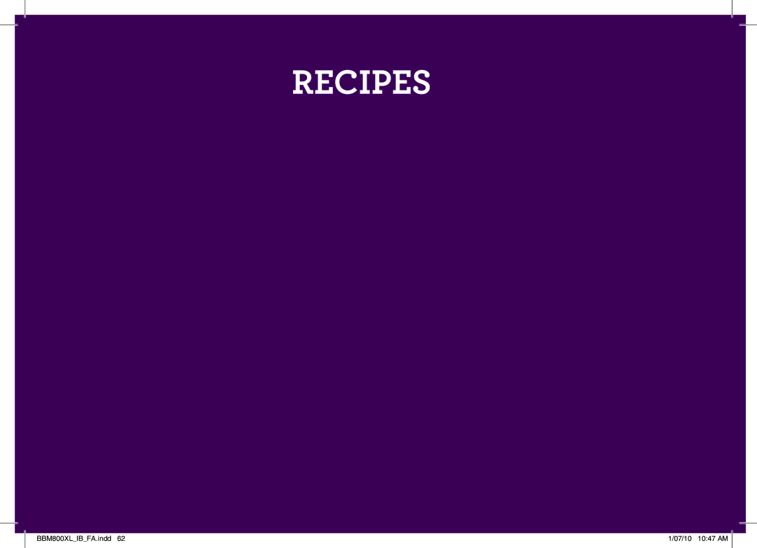 Breville BBM800XL manual Recipes 