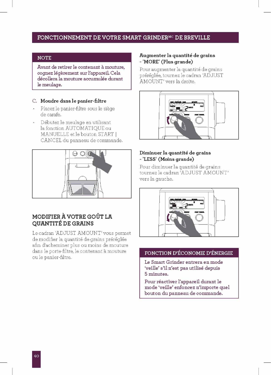 Breville BCG800XL, The Smart Grinder manual 