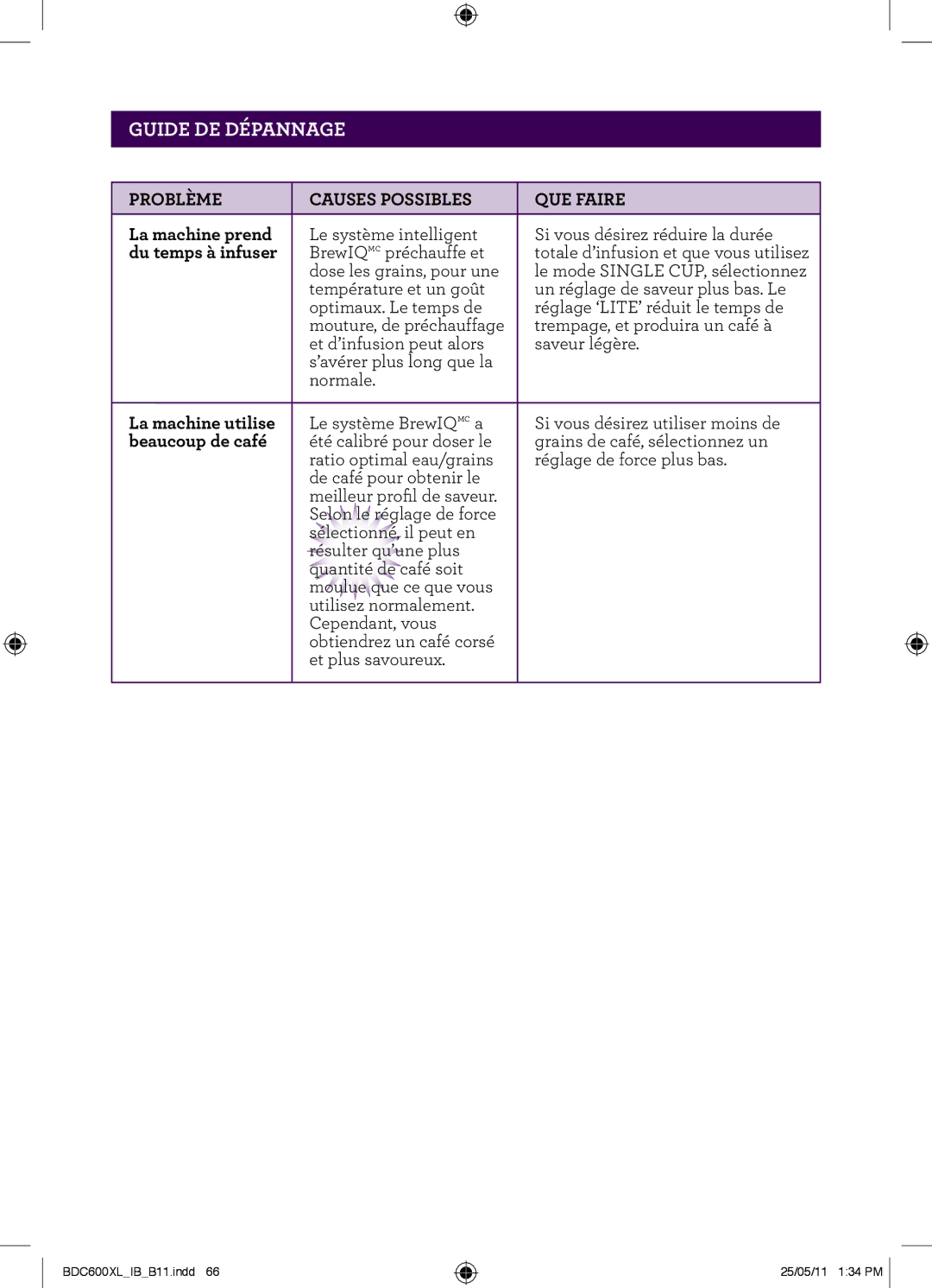 Breville BDC600XL manual La machine prend, Du temps à infuser, La machine utilise, Beaucoup de café 