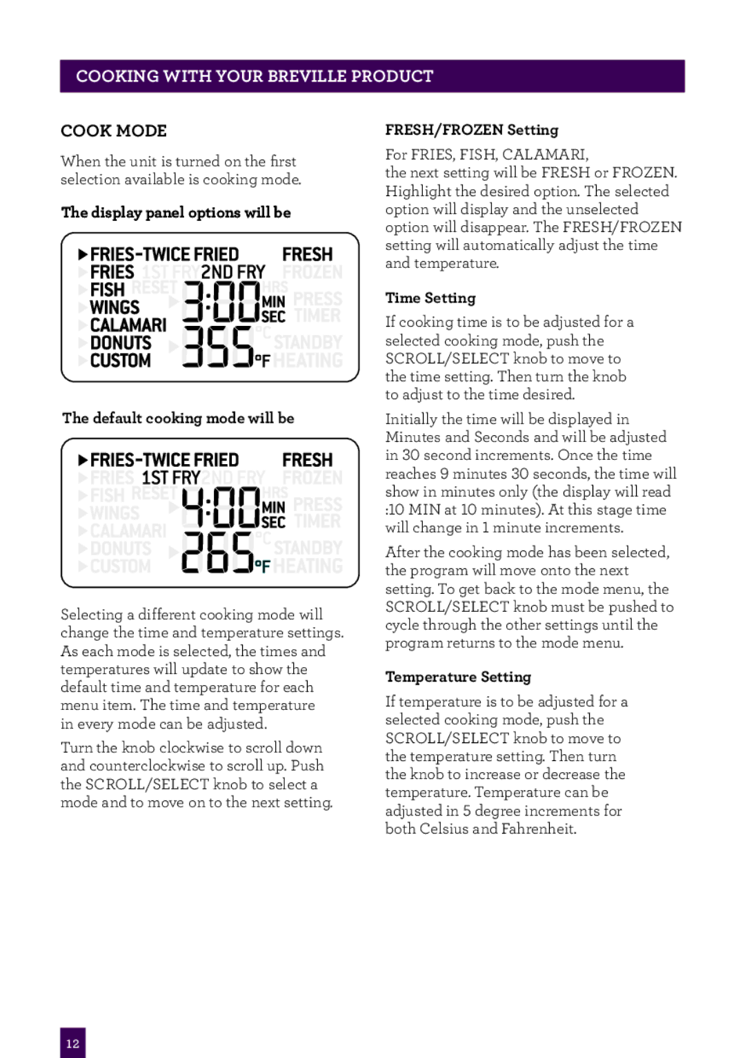 Breville BDF500XL manual PAgeCookingheaderwith.....your Breville Product, Cook Mode 