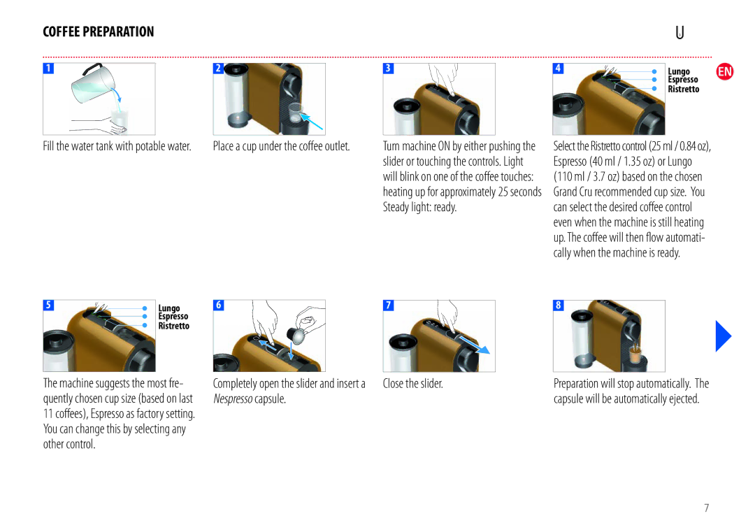 Breville BEC300 manual Coffee Preparation, Close the slider 