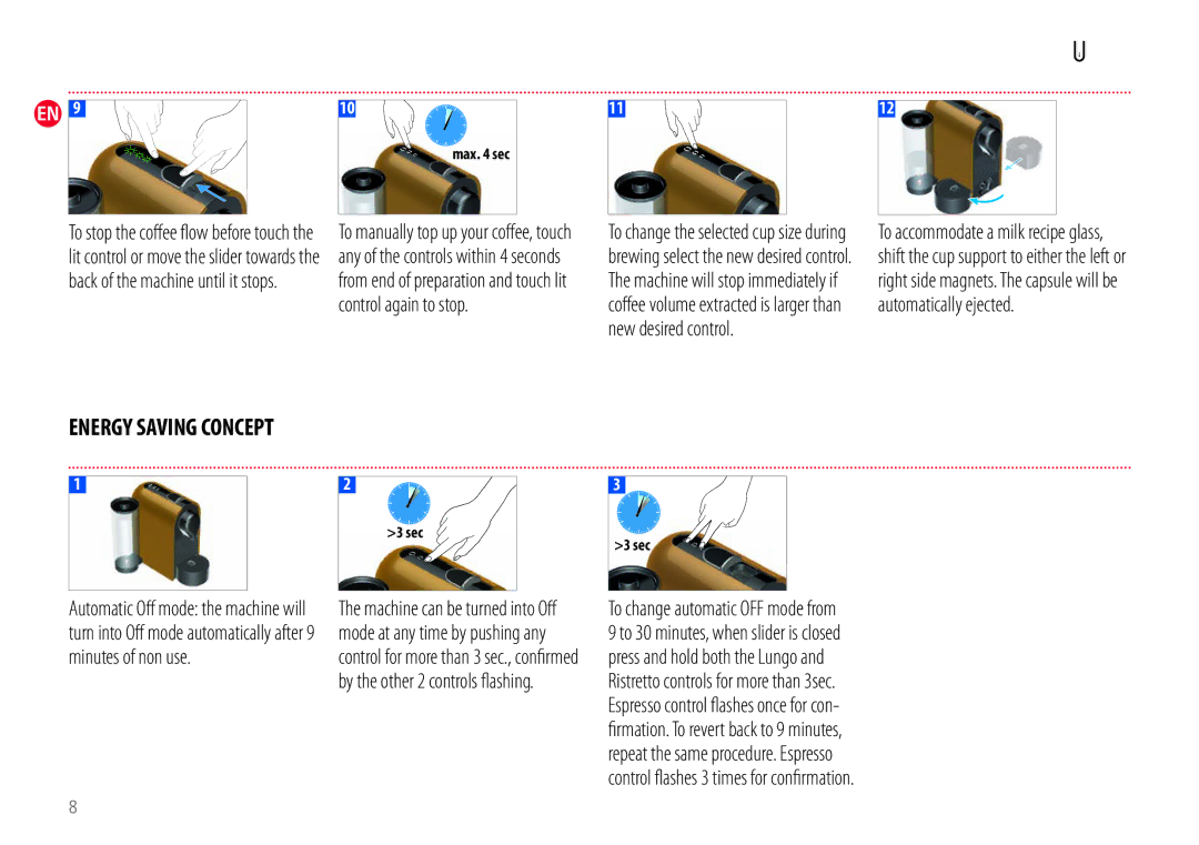 Breville BEC300 manual To change automatic OFF mode from, Max sec 