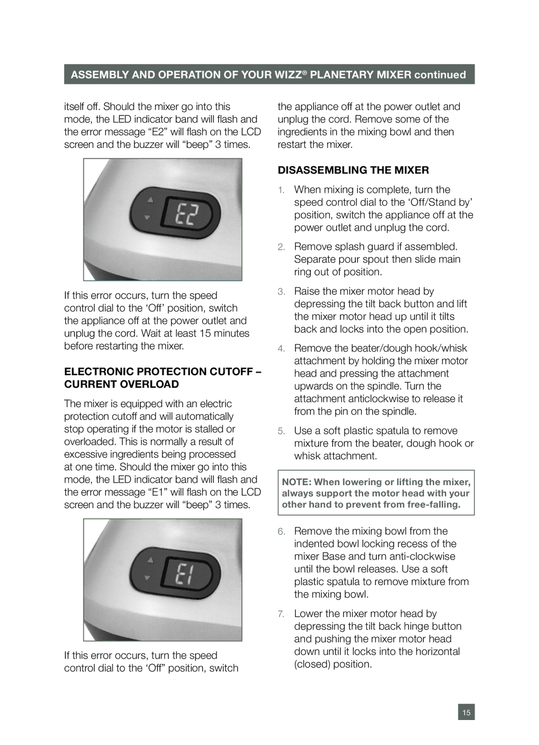 Breville BEM800 manual Electronic Protection Cutoff Current Overload, Disassembling the mixer 